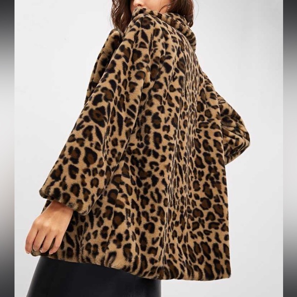 Faux Fur Jacke Animal Leopard Print Coat S-L NEW - Picture 3 of 5